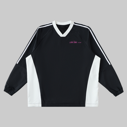 1721 Color-Block V-Neck Long-Sleeve T-Shirt