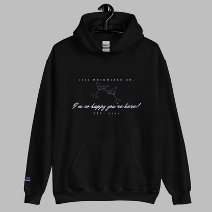 1721:  I am so Happy you're Here Embroidered Hoodie