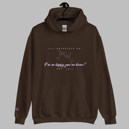 1721:  I am so Happy you're Here Embroidered Hoodie